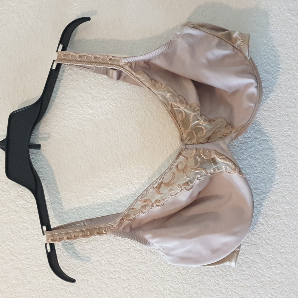 Lilyette Nude Wired Bra with Abstract Sheer Design size 42D